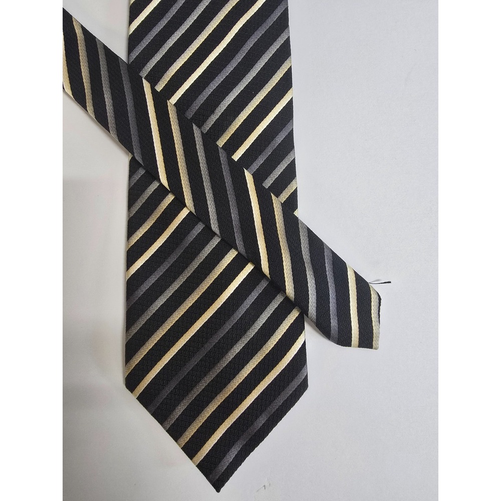 Valerio Garati Necktie Mens Black Multi Diagonal Stripe Pure Silk Hand Made